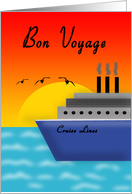 Bon Voyage - Sunset, Cruise Ship, Seagulls card