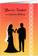 Hawaiian Wedding Invitation - Couple Silhouette, Palm Tree card