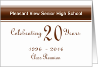 Custom 20th Class Reunion Invitation Bronze & White card