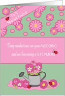 Friend Congratulations On Wedding & Becoming Stepmom - Flowers, ladybu card