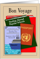 Bon Voyage Study Abroad - Books, Passport, Boarding Pass card