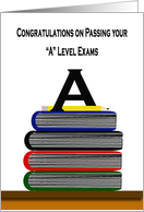 Congratulations on Passing A Level Exams - Stacked Books, A, Pencil card