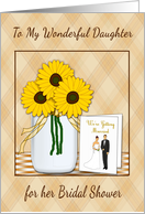 Country Bridal Shower for Daughter - Sunflowers in jar, Card, Plaid card