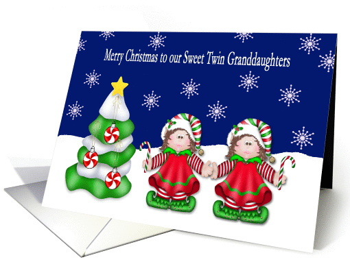 Merry Christmas Twin Granddaughters - Twins, Tree,... (1392880)