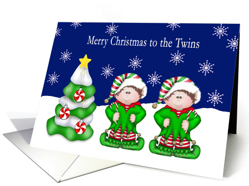 Merry Christmas to the Twins (Boys) - Twins, Christmas Tree, card