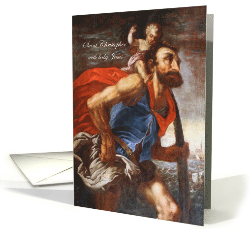 Saint Christopher with baby Jesus - Blank Inside card (1403894)