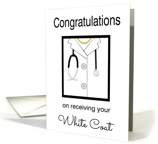 Female White Coat Congratulations - White Coat & Stethoscope card