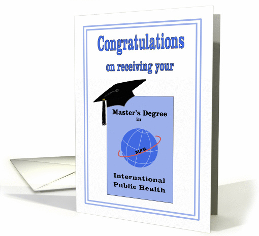 Congratulations Master's International Public Health Degree card