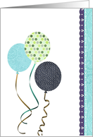 Blue Stylish Balloons Happy Birthday celebration card