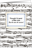 Musical notes - just sending a little note - fun music humor card