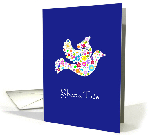 White floral dove of peace - Shana Tova - Jewish New Year card