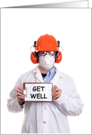 Get Well Card with man in protective clothing card