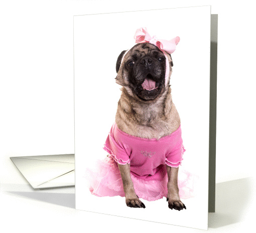 Dance Recital Pug Puppy in Pink Tutu Invitation card (1070443)