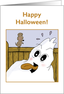 Halloween Ghost Afraid of Not So Scary Mouse card