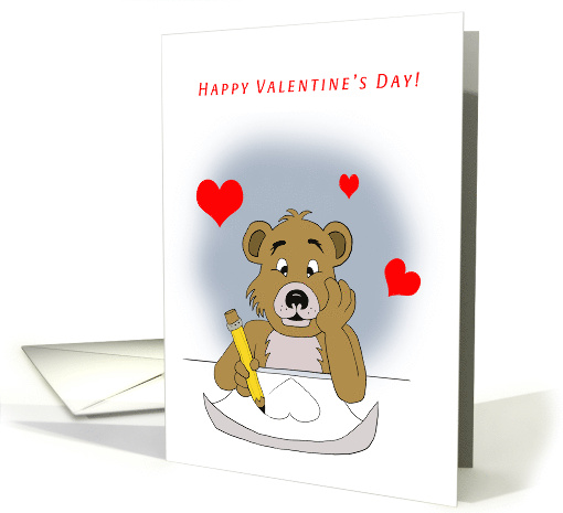 Valentine's Day Cartoon Bear Drawing a Heart card (1643912)