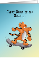 Encouraging Cartoon Tiger on a Skateboard card