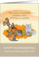 Dog and Cat Cornucopia to Mom and Dad card