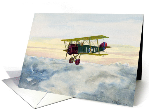 The Flying Ace Air Plane in the Clouds Painting Blank Note card