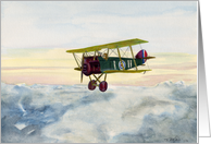The Flying Ace Air Plane in the Clouds Painting Blank Note Card