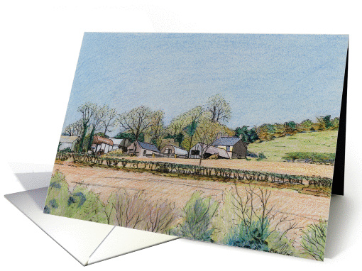 Lampeter Countryside Ceredigion, Wales Farm Painting Blank Note card