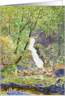 Waterfall Woodland Mountain Dyfed Painting Blank Note Art Card