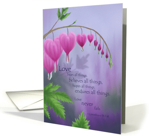 Love Never Fails Wedding Bleeding Hearts card (1123530)