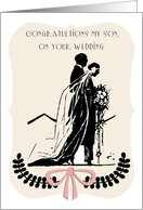 Wedding Congratulations to Son -Bride and Groom Silhouettes card