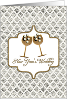 Wedding Congratulations on New Year’s Eve-Silver with white pearls card