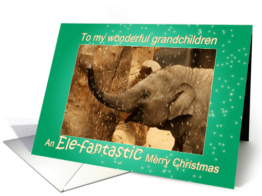 Little Elephant - Merry Christmas to my grandchildren card (1108270)