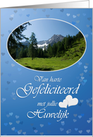 Mountain top hearts blue - Wedding Congrats Huwelijks Felicitaties card