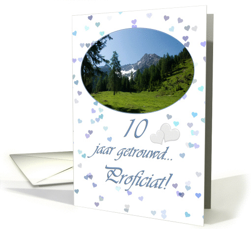 Mountain top hearts white - 10 jaar getrouwd Anniversary Congrats card
