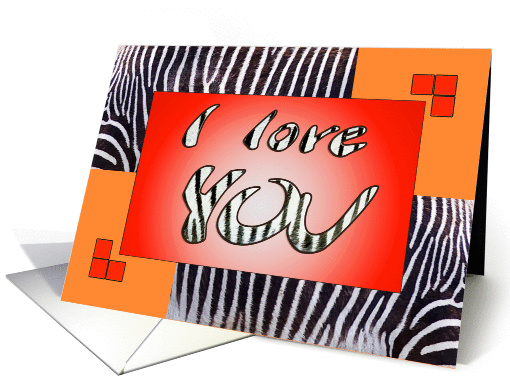 I love YOU girlfriend - zebra print - orange-red card (1150984)