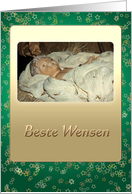 Baby Jesus in manger - Beste Wensen Best Wishes Holidays Dutch card