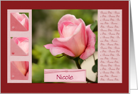 Pink Rose - French Name Day Bonne Fte - Custom Name specific card