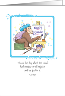 Birthday card with monkey and bible quote card