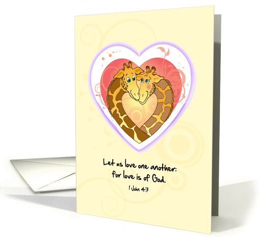 Giraffes in love, with bible quote card (1100242)