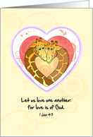 Giraffes in love, with bible quote card