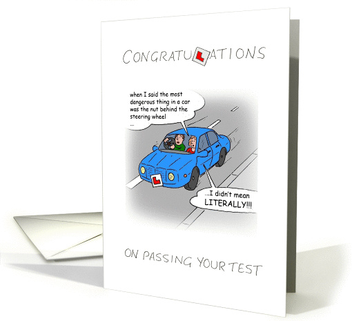 Passed driving test - nut behind steering wheel. card (1107668)
