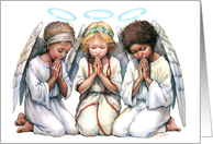 Three Angels Of Color In Prayer Christmas card