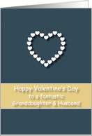 Fantastic Granddaughter and Husband Blue Tan Heart Valentine’s Day card