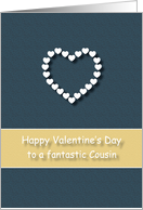 Fantastic Cousin Blue Tan Heart Valentine’s Day card