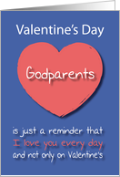 Godparents I love you Every Day Pink Heart Valentine’s Day card