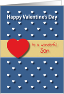 Wonderful Son blue hearts Valentines Day card