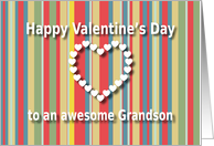 Awesome Grandson color stripes Valentine’s Day card