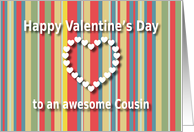 Awesome Cousin color stripes Valentine’s Day card