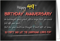 Champagne corks pop 49th Birthday Anniversary card