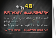 Champagne corks pop 48th Birthday Anniversary card