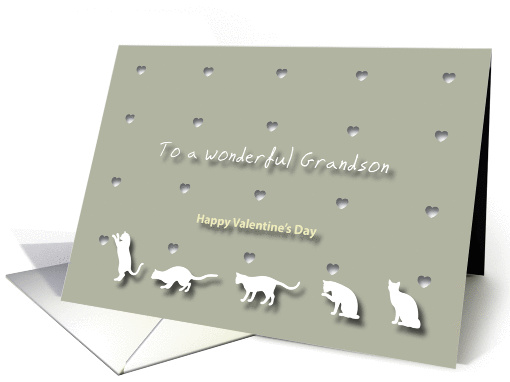 Cats Hearts Wonderful Grandson Valentine's Day card (1186318)