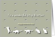 Cats Hearts Wonderful Step Brother Valentine’s Day card