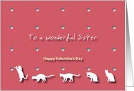 Cats Hearts Wonderful Sister Valentine’s Day card